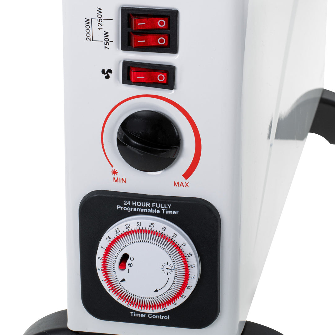 Konvektorvarmer, elektrisk, termostat, 2000 W, 24-timers timer, hvid, ledning 150 cm, Mesko, MS 7741W