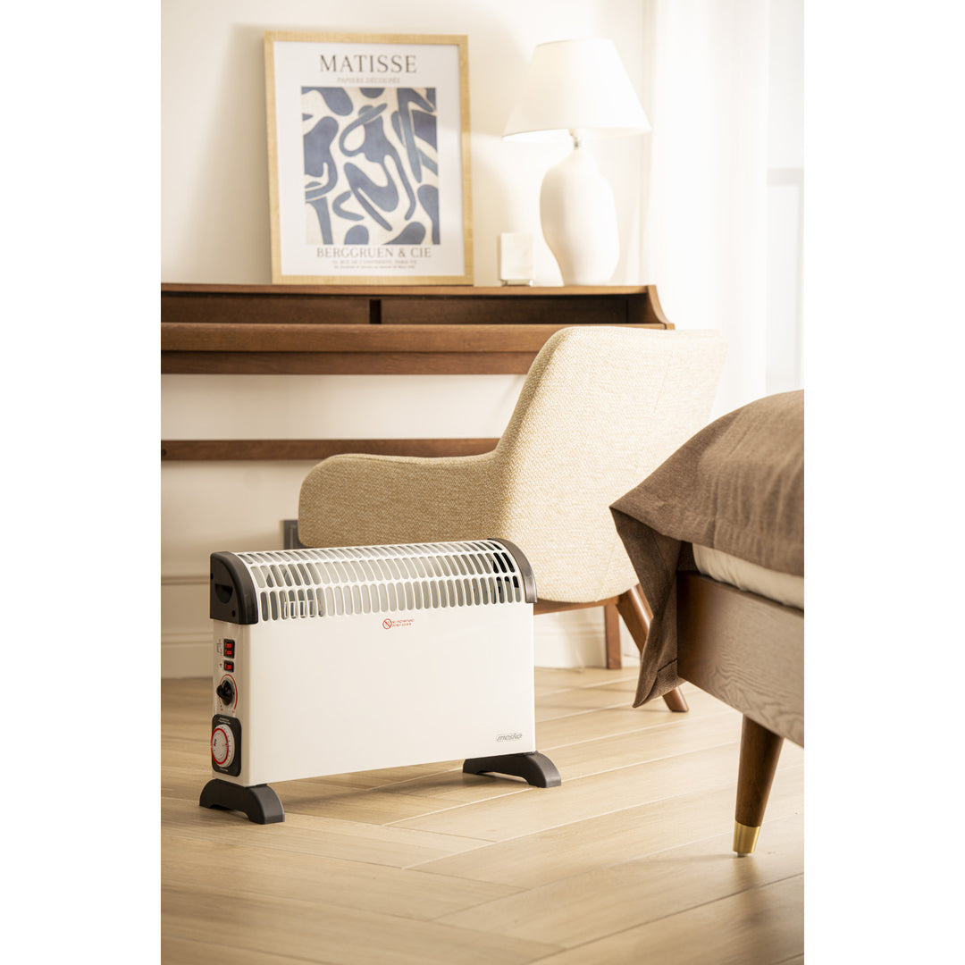 Konvektorvarmer, elektrisk, termostat, 2000 W, 24-timers timer, hvid, ledning 150 cm, Mesko, MS 7741W