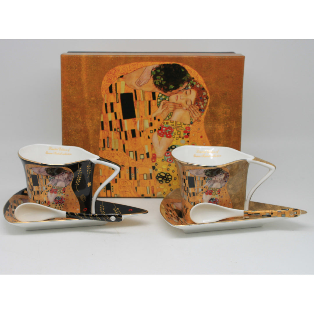 Klimt-porcelænskopper »Kysset« 2 stk. à 180 ml med skeer, Queen Isabell