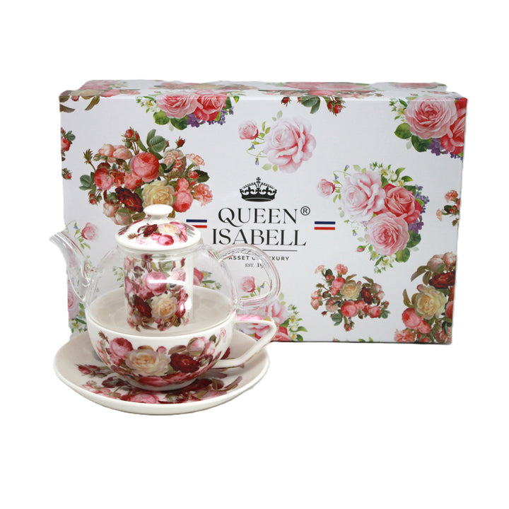 Teesæt »Roser«, kop og tekande (tea for one) Queen Isabell