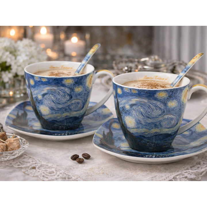 Van Gogh-porcelænskopper »Stjernernatten« 2 x 250 ml, sæt, Queen Isabell