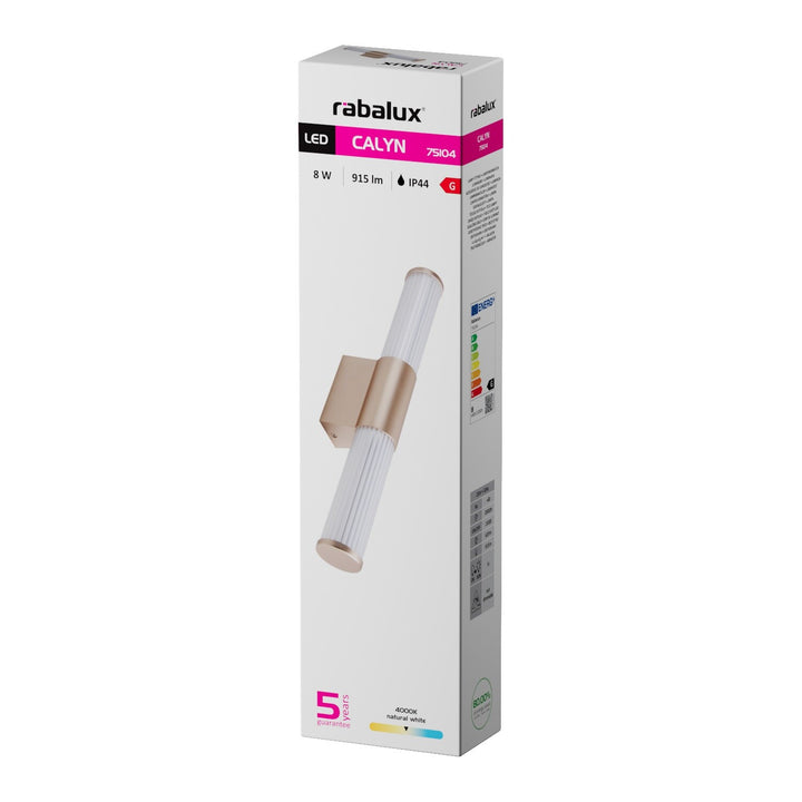 Badeværelsesvæglampe, Calyn, LED 8 W, 4000 K, 620 lm, L 40 cm, guldfarvet, IP44, 75104
