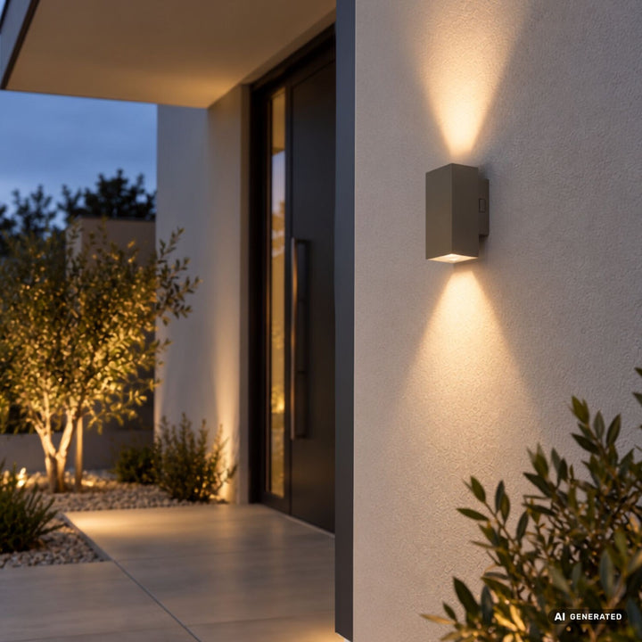 Udendørs væglampe, Urfa, LED 18 W, 1800 lm, farvetemperatur 2700, 4000, 6500 K, H 16 cm, IP65, grå-beige, 77215