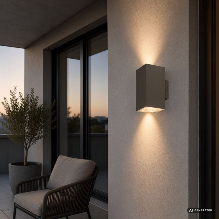 Udendørs væglampe, Urfa, LED 18 W, 1800 lm, farvetemperatur 2700, 4000, 6500 K, H 16 cm, IP65, grå-beige, 77215