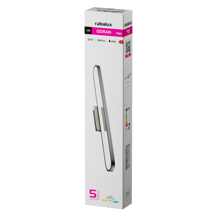 Badeværelsesvæglampe, Odran, LED 18 W, 1350 lm, 4000 K, L 60 cm, gunmetal, IP44, 75115