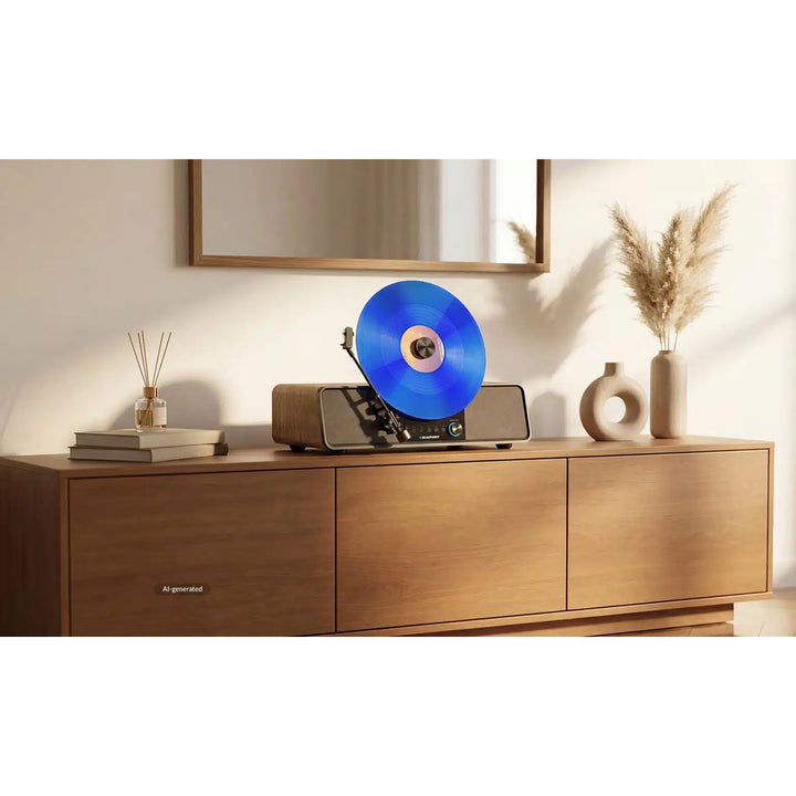 Blaupunkt automatisk vinylpladespiller, lodret, BT, USB, Audio-Technica-pickup, understøtter 7" og 12" plader, Varsovia VT200BT