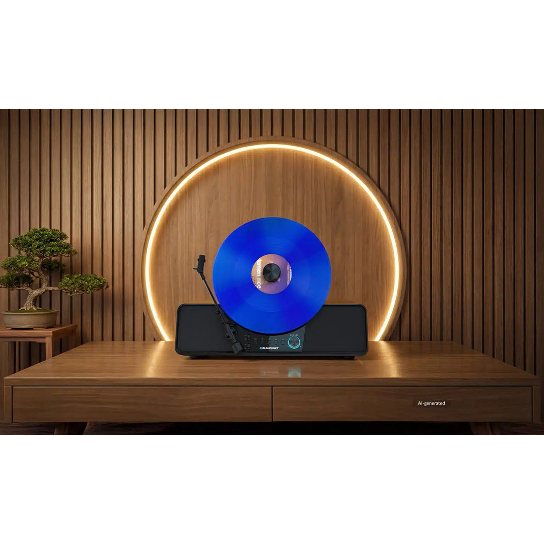 Blaupunkt automatisk vinylpladespiller, lodret, BT, USB, Audio-Technica-pickup, understøtter 7" og 12" plader, Varsovia VT200BT