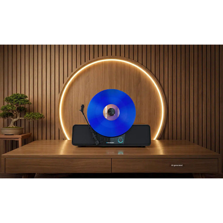 Blaupunkt automatisk vinylpladespiller, lodret, BT, USB, Audio-Technica-pickup, understøtter 7" og 12" plader, Varsovia VT200BT