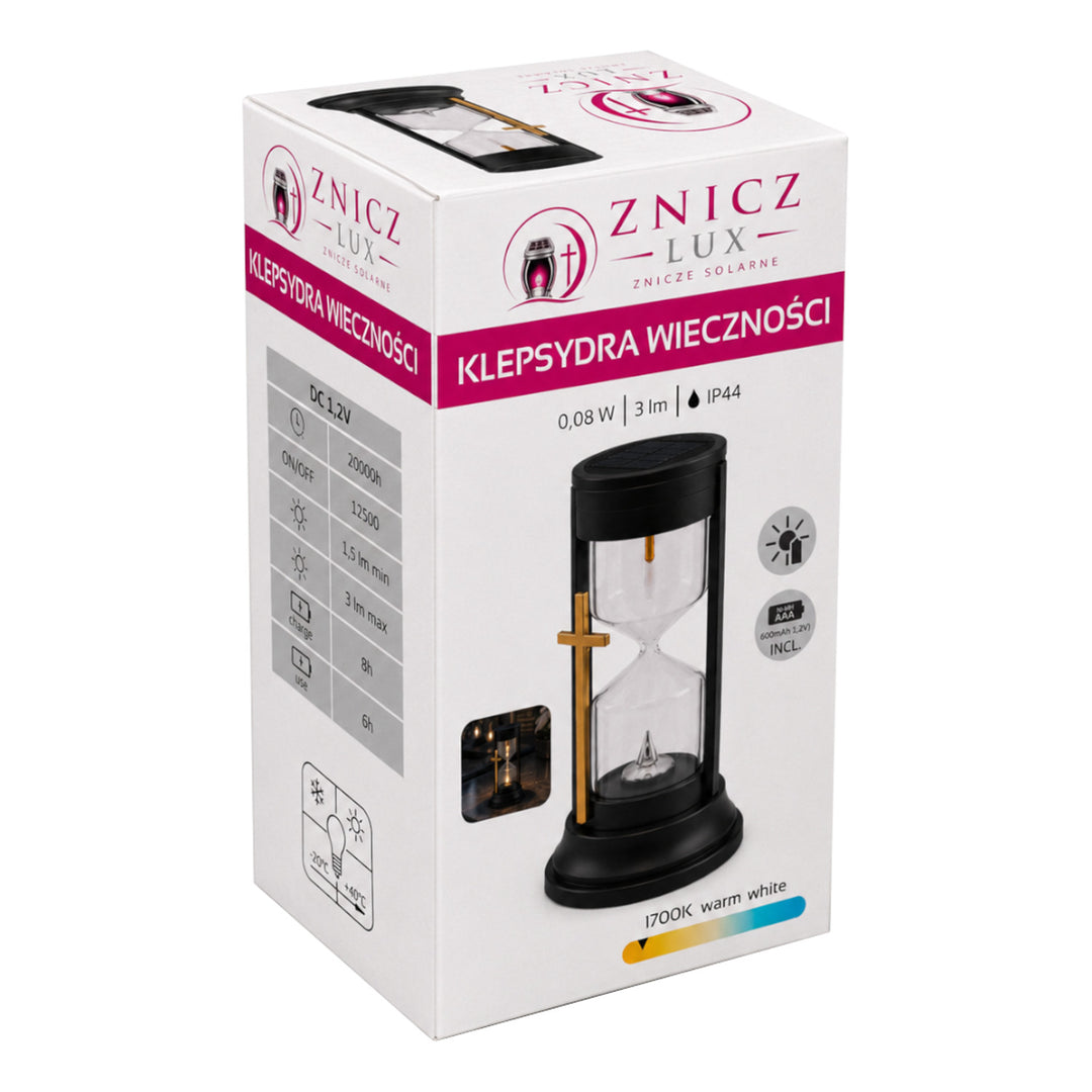 Solcellelys, Evighedens timeglas, LED 0,08 W, levetid 20.000 timer, maks. lysstyrke 3 lm, 77199, Znicz-lux, 3 stk.