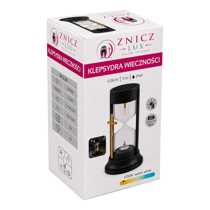 Solcellelys, Evighedens timeglas, LED 0,08 W, levetid 20.000 timer, maks. lysstyrke 3 lm, 77199, Znicz-lux, 3 stk.