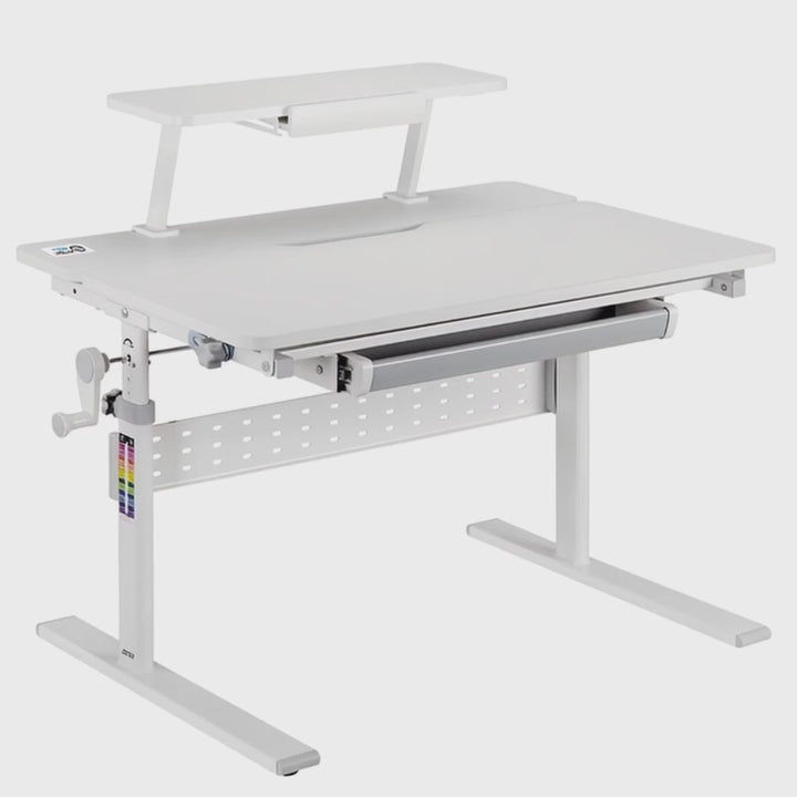 Ergo Office børneskrivebord, højdejusterbart, gråt, maks. 40 kg, 900 x 600 mm, ER-483
