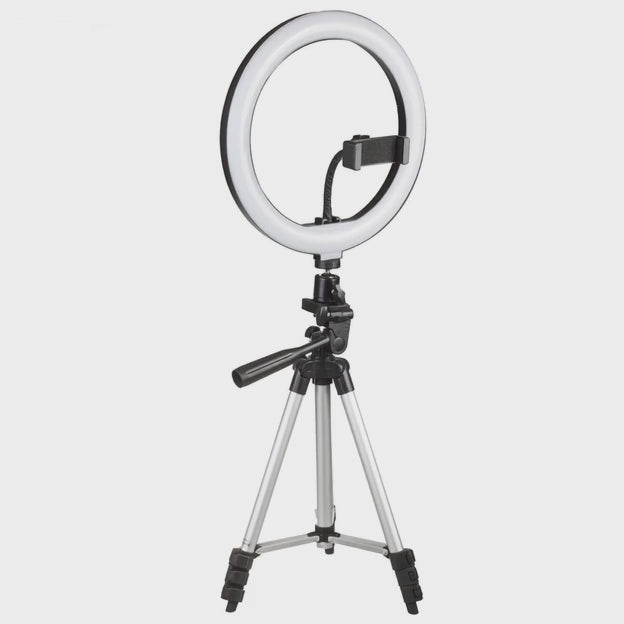 10" LED-ringlampe 12W med stativ 1,1 m Maclean Energy MCE610, Bluetooth-selvudløser, mulighed for at ændre farve 3200K-5600K og lysstyrke 10-100%