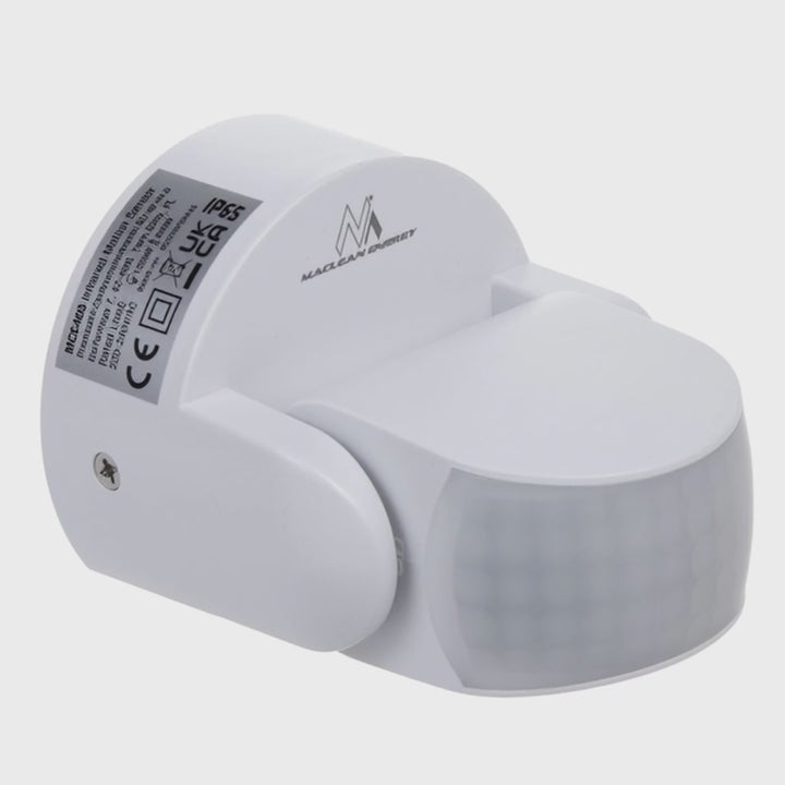 Maclean PIR-bevægelsessensor, infrarød, IP65, hvid, rækkevidde 12 m, maks. belastning 600/1200 W, MCE468 W