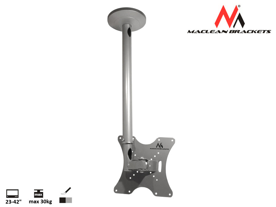 Maclean loftmonteret tv-holder, 23-42", 30 kg, sølv, MC-504A S