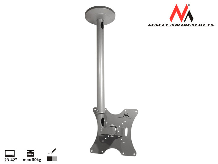 Maclean loftmonteret tv-holder, 23-42", 30 kg, sølv, MC-504A S