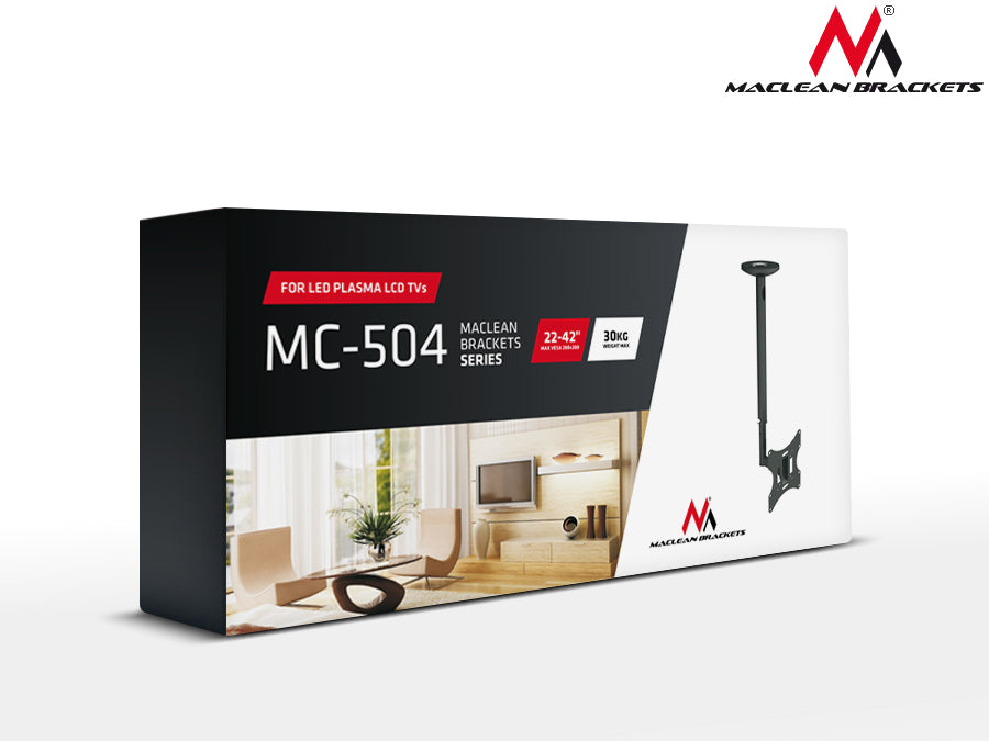 Maclean loftmonteret tv-holder, 23-42", 30 kg, sølv, MC-504A S