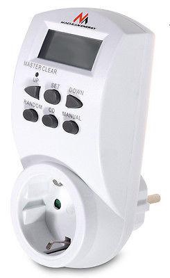 Maclean digital timer, f. random, tidtager, 10 prog., maks. 156 programmer, tysk stik, 3600 W, MCE05G