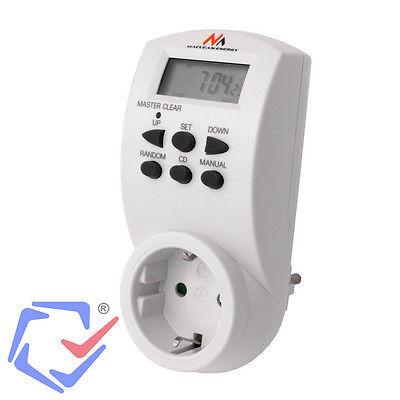 Maclean digital timer, f. random, tidtager, 10 prog., maks. 156 programmer, tysk stik, 3600 W, MCE05G