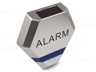 Solar alarm sirene attrappe sølv DC3200 S 3x LED