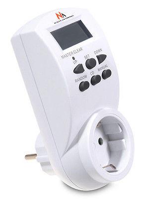 Maclean digital timer, f. random, tidtager, 10 prog., maks. 156 programmer, tysk stik, 3600 W, MCE05G