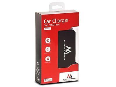 Maclean-fordeler til bilens cigarettænderstik, voltmeter, 3 cigarettænderstik, 2 porte foran 2 x 2,4 A, 2 porte på siden 2 x 1 A, maks. 120 W, sort, gummibelagt, MCE117