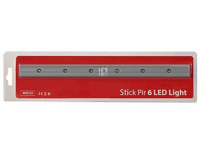 Maclean 6LED køkkenlampe til montering under skab, aflang, med bevægelsessensor, 5xAAA, MCE123