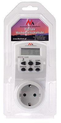 Maclean digital timer, f. random, tidtager, 10 prog., maks. 156 programmer, tysk stik, 3600 W, MCE05G