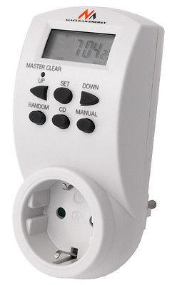 Maclean digital timer, f. random, tidtager, 10 prog., maks. 156 programmer, tysk stik, 3600 W, MCE05G