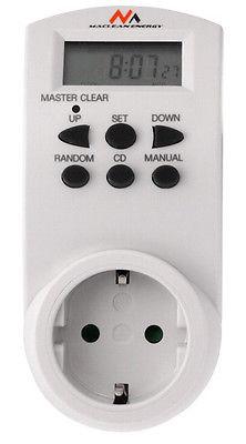 Maclean digital timer, f. random, tidtager, 10 prog., maks. 156 programmer, tysk stik, 3600 W, MCE05G
