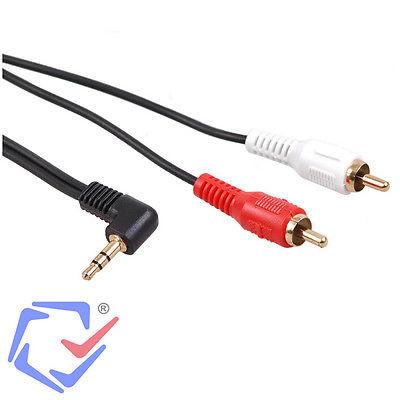 Højkvalitets 3,5 mm mini-jack-kabel, vinklet, 2 RCA, 1 m, MCTV-824