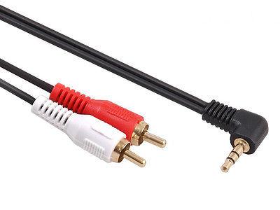 Højkvalitets 3,5 mm mini-jack-kabel, vinklet, 2 RCA, 1 m, MCTV-824