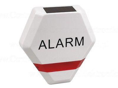 Solar alarm sirene attrappe sølv DC3200 S 3x LED