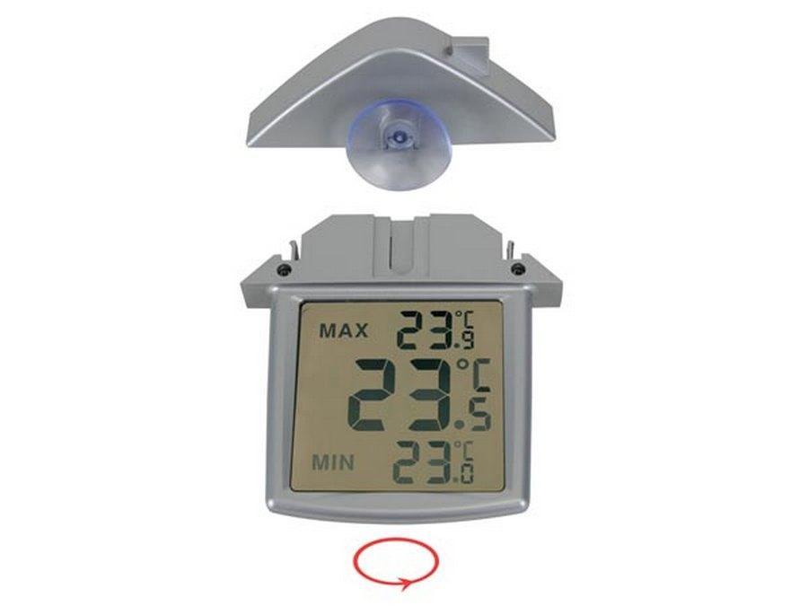 Perel digital termometer, indendørs/udendørs, gennemsigtig LCD-skærm, WC216