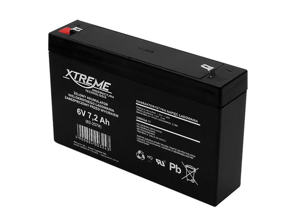 Vedligeholdelsesfri gelbatteri 6V 7,2Ah Xtreme 82-207#