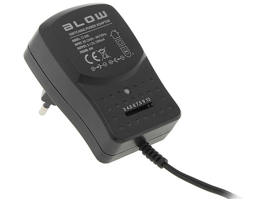 Regulerbar universal strømforsyning 3-12V 500mA Blow ZI500 5264#