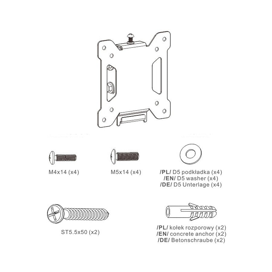 Maclean tv-holder, maks. VESA 100x100, 13-27", 20 kg, sort, MC-596