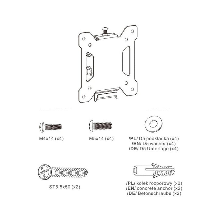 Maclean tv-holder, maks. VESA 100x100, 13-27", 20 kg, sort, MC-596