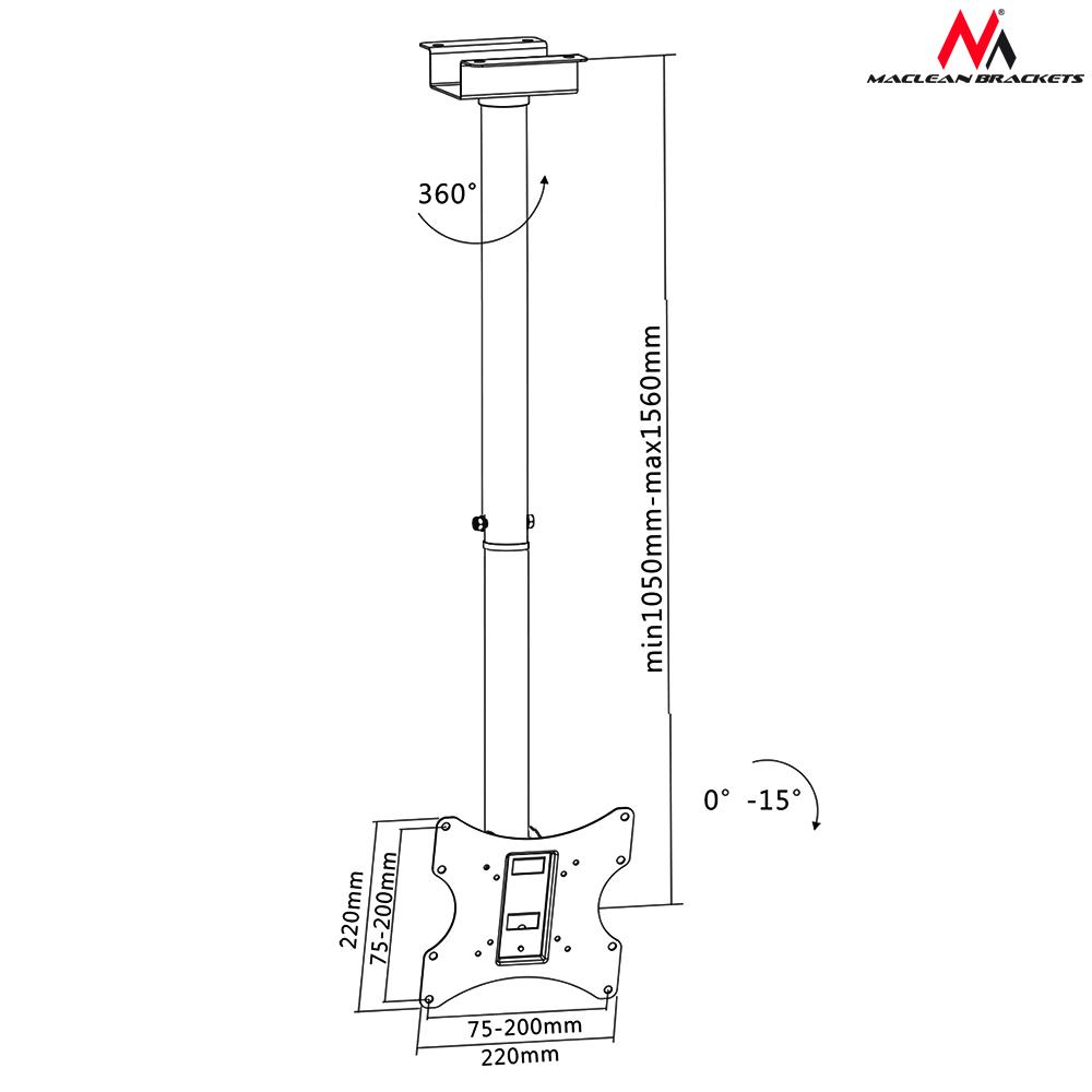 TV-holder til loft 23-42" Maclean MC-580 50 kg VESA 200x200
