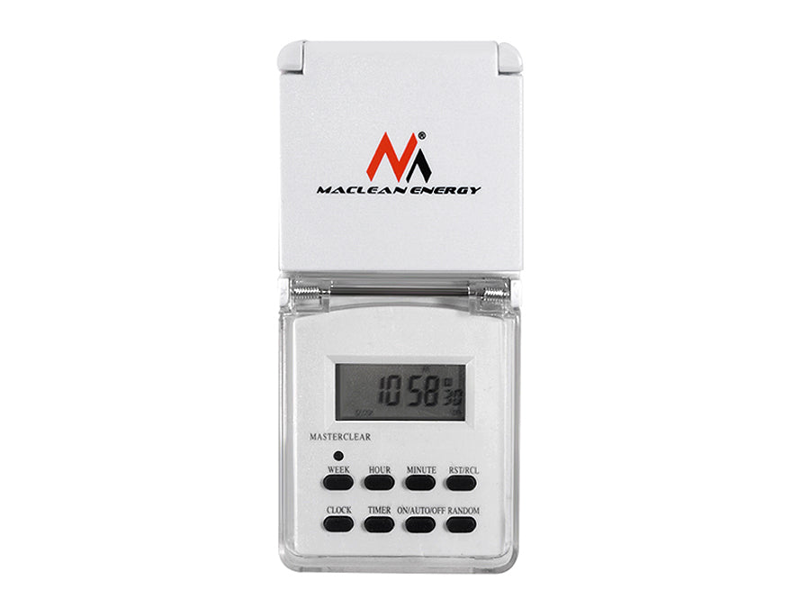 Maclean MCE08 digital timer, udendørs, tilfældig funktion, 10 programmer, maks. 156 programmer, 3600 W