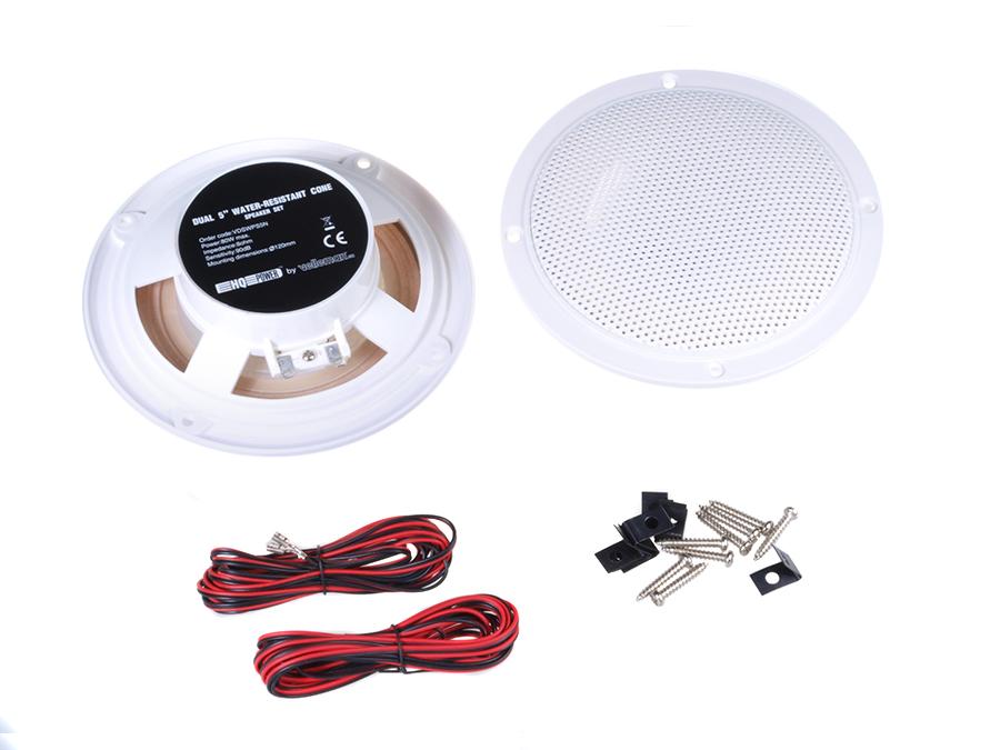 Velleman højttalere, loftmonterede, 5", 80 W, 8 Ohm, vandtætte, 2 stk., VDSWPS5N