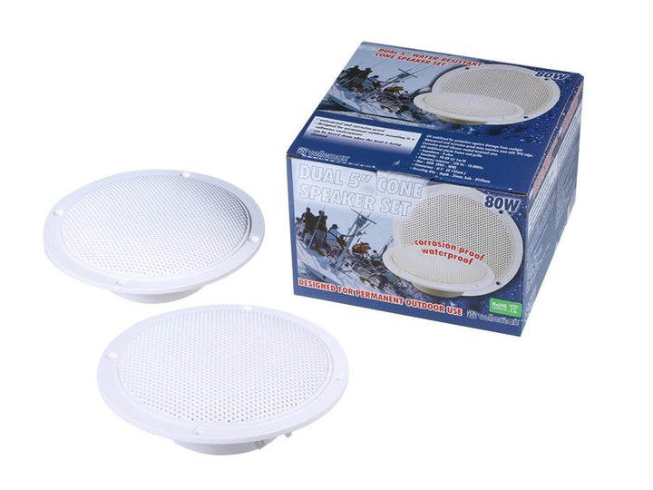 Velleman højttalere, loftmonterede, 5", 80 W, 8 Ohm, vandtætte, 2 stk., VDSWPS5N