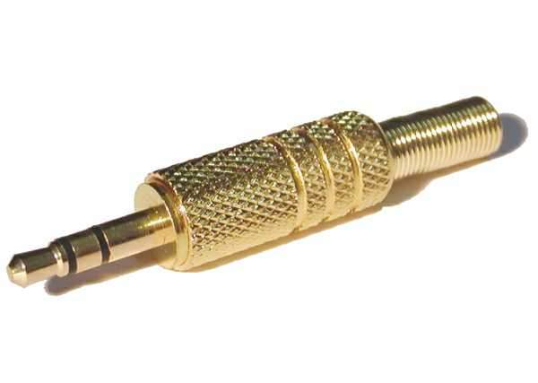 Lille 3,5 mm stereostik i guldbelagt metalhus
