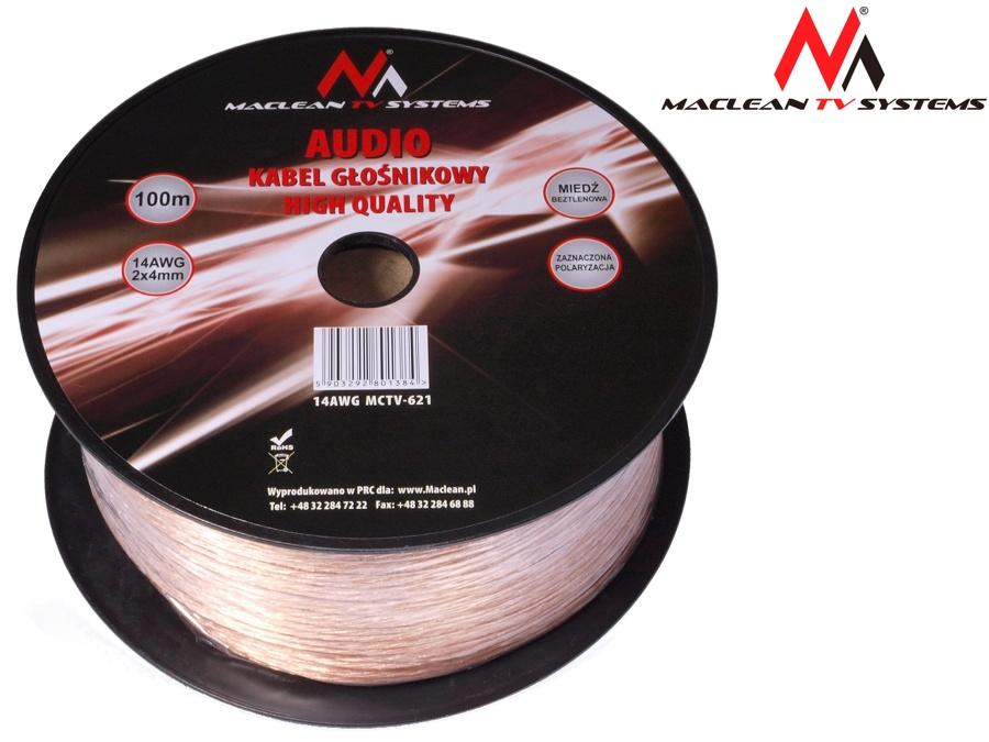 Maclean MCTV-621 Wire Cable Quality OFC Silicone Flexibe Audio Hifi 5m 14AWG OFC Speaker Wire