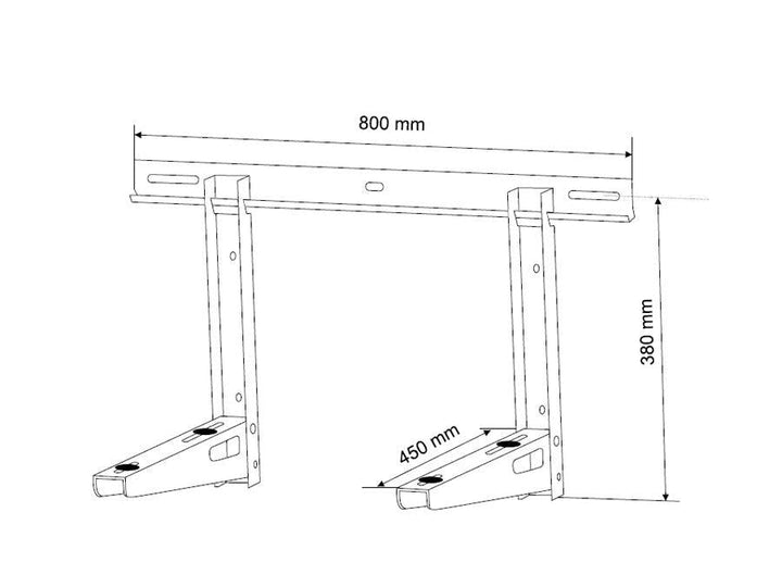 Foldbar holder til klimaanlæg 450 mm, sæt. Maksimal belastning op til 100 kg.