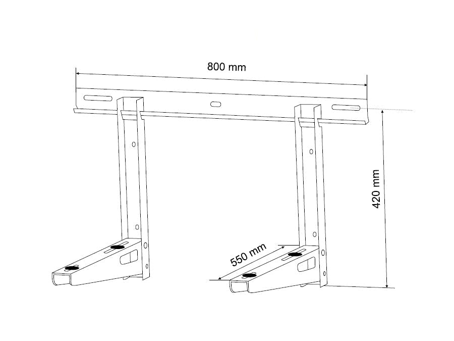Maclean-holder til klimaanlæg/varmepumpe, armens længde 550 mm, galvaniseret stål, op til 200 kg, MC-623
