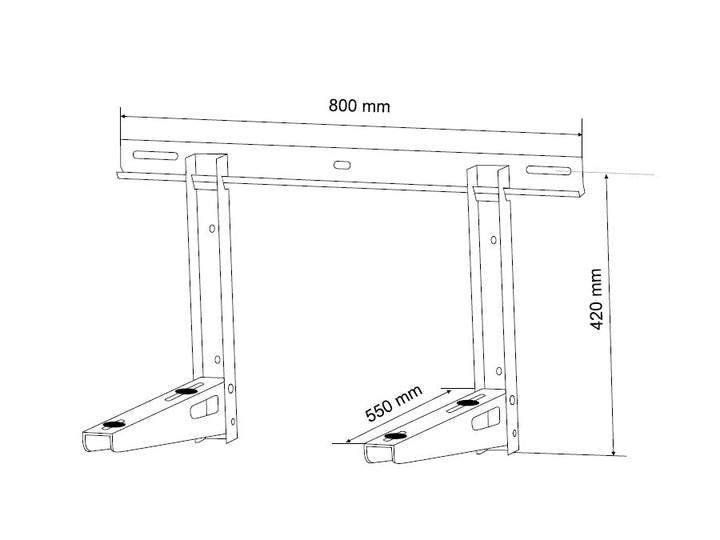 Maclean-holder til klimaanlæg/varmepumpe, armens længde 550 mm, galvaniseret stål, op til 200 kg, MC-623