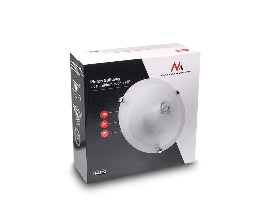 Loftlampe med bevægelsessensor Maclean, loftmonteret, med PIR-sensor, maks. 2x40W, E27, MCE22
