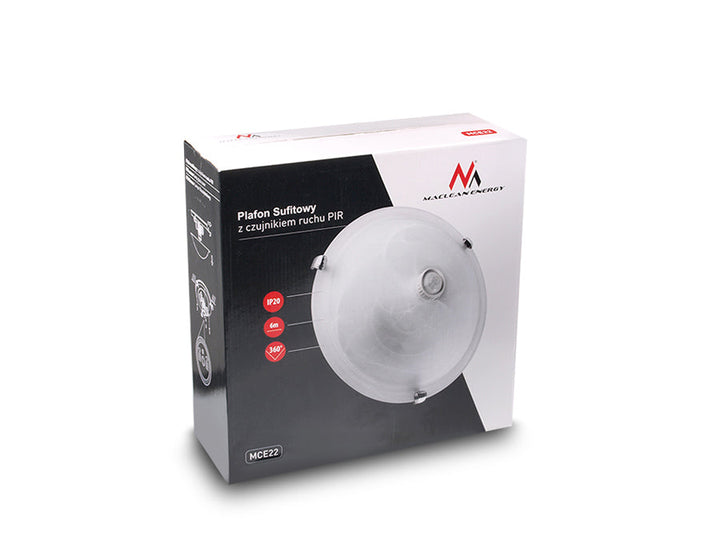 Loftlampe med bevægelsessensor Maclean, loftmonteret, med PIR-sensor, maks. 2x40W, E27, MCE22