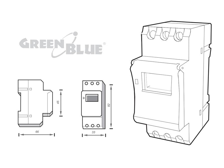 Tidsafbryder - digital timer til DIN-skinne GreenBlue GB104 16 programmer maks. 240 programmer