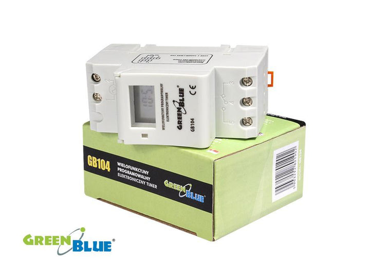 Tidsafbryder - digital timer til DIN-skinne GreenBlue GB104 16 programmer maks. 240 programmer